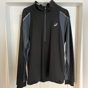 Asics Men's Black and Gray 1/4 zip